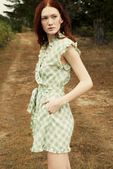 the ayda dress in moss gingham