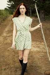 the ayda dress in moss gingham