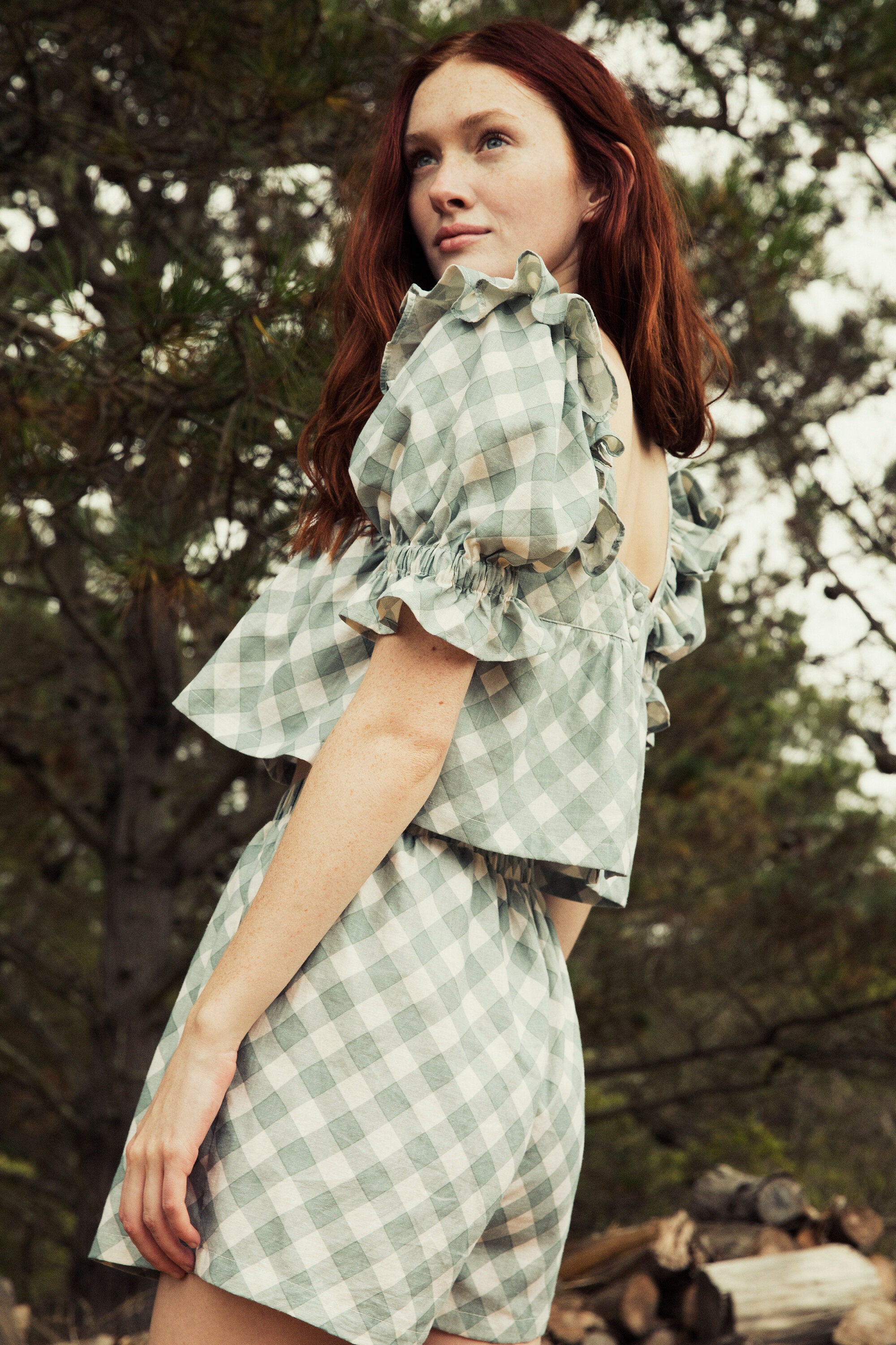 the arden top in chambray gingham – Kara Thoms Boutique